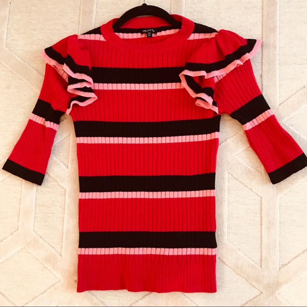 Striped Ribbed Sweater, Size XS